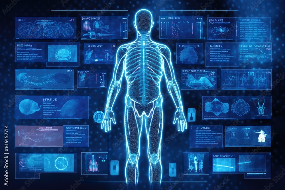 Person on a computer screen displaying real-time data and visuals. Generative AI Person on a computer screen displaying real-time data and visuals. Generative AI