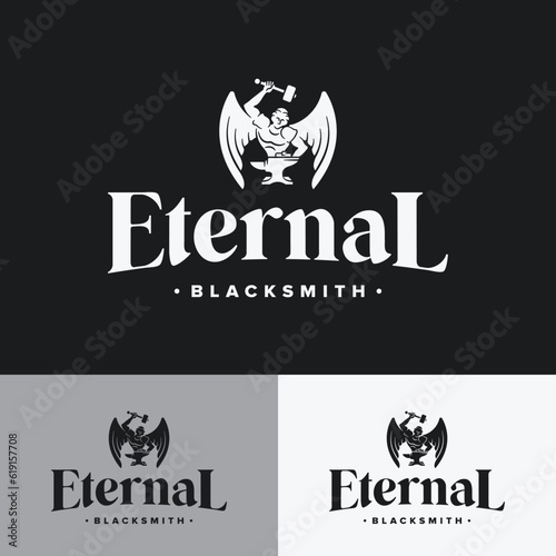 ETERNAL FORGE logo can be used for creating businesses like Industry Firms, Blacksmiths, Crafts, Metal Production, Handcraft Shops
