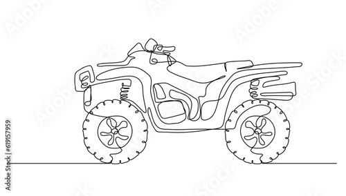 ATV Off-road motorbike vector illustration, extreme sports motorc 4x4 design concept. modern continuous line drawing graphic design. photo