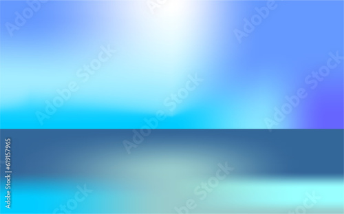 blue sky and ocean vector with horizon line as border