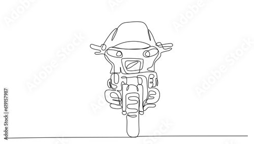 motorcycle touring vector illustration, touring, adventure bike design concept. modern continuous line drawing graphic design.
