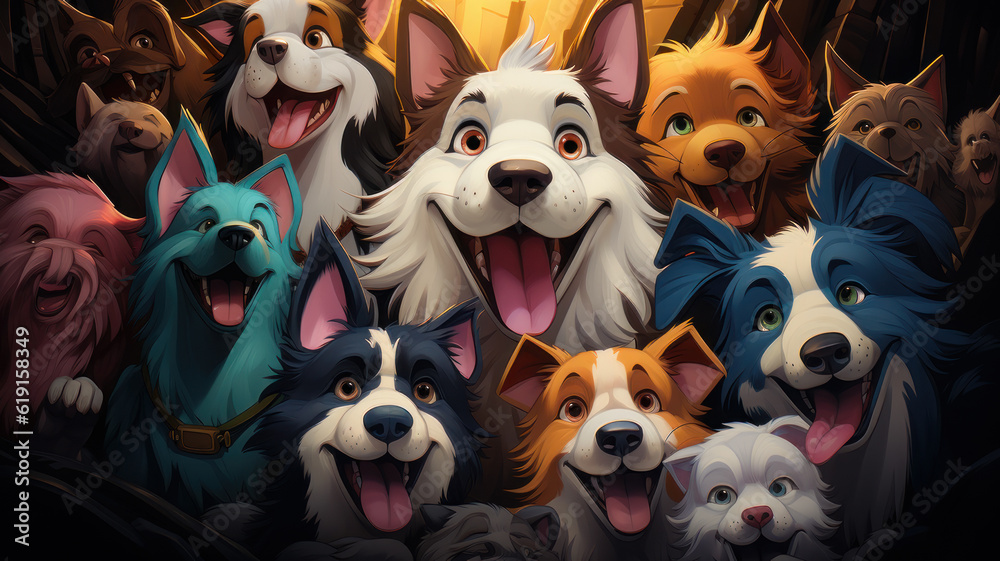 Obraz premium anime set of dogs.