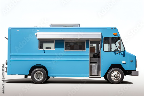 Blue Food Truck with Open Doors