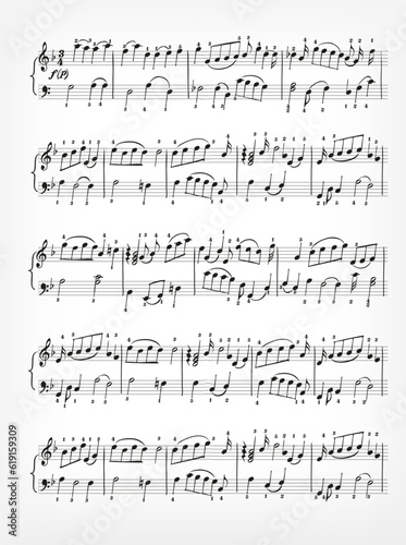 Papier peint musical notes written by hand on sheet of music paper
