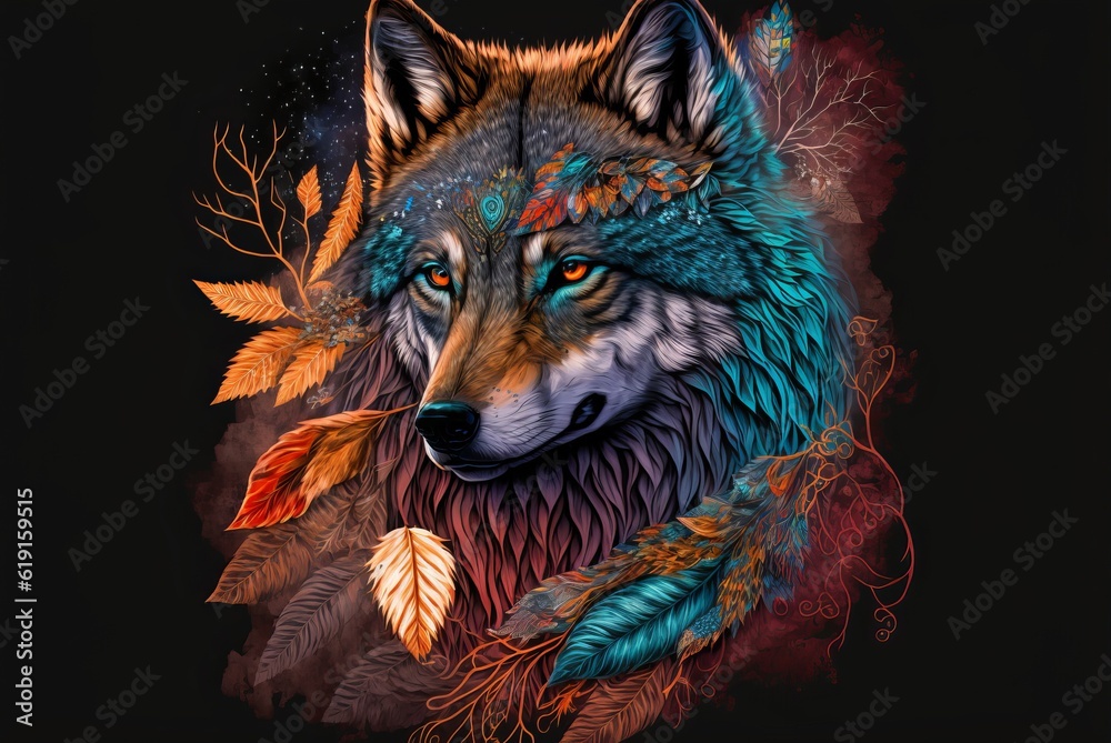 Boho Abstract Wolf Boho Abstract Wolf