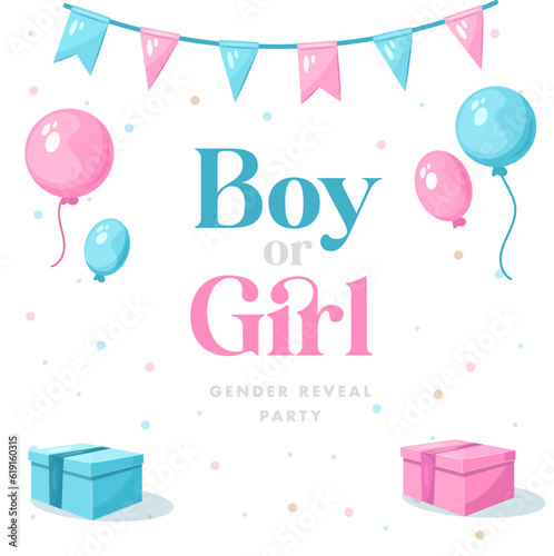 Gender reveal party greeting card