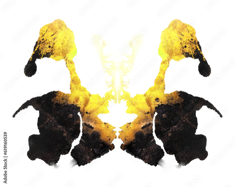 Colorful Rorschach Inkblot Test Illustration Isolated on Transparent
