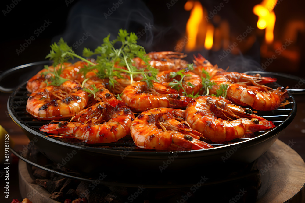grilled shrimp on a grill grilled shrimp on a grill