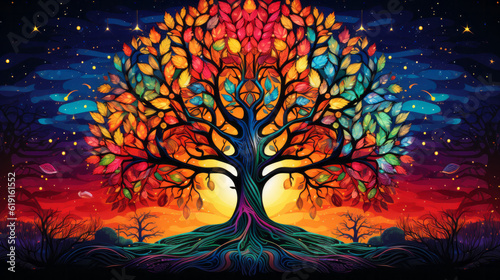 Vibrant Tree of Life colorful illustration