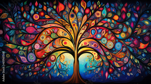 Vibrant Tree of Life colorful illustration