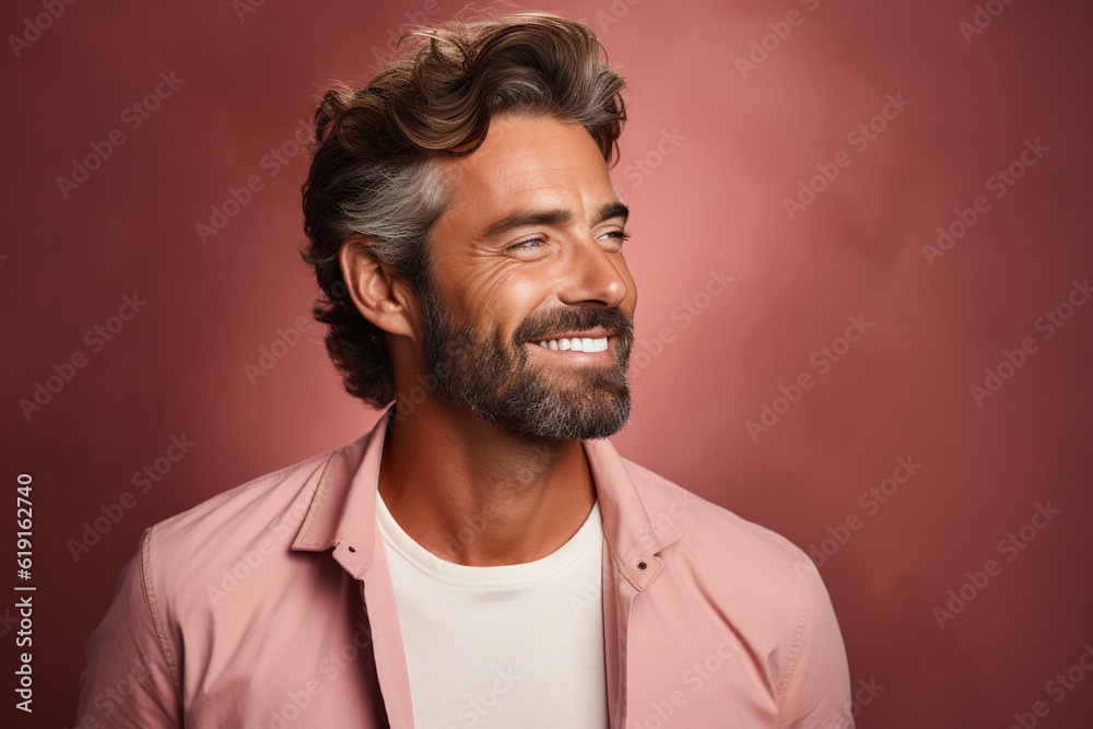 Fototapeta premium Portrait of a smiling man. Generative Ai