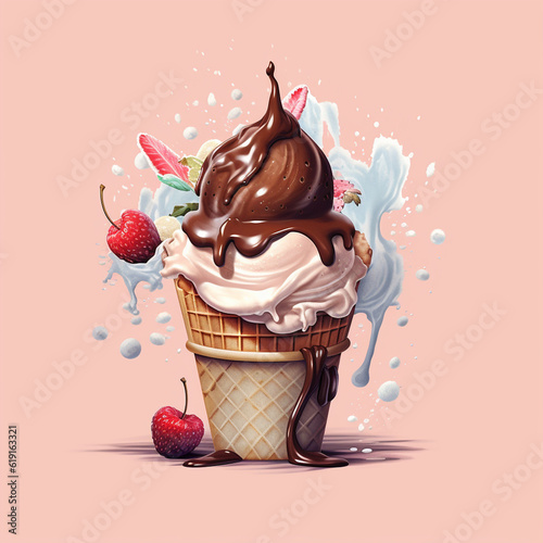 Chocolate ice cream illustration