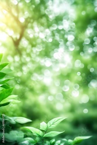 Abstract Blurred Green Color for Background  Blur Leaves at the Health Garden Outdoor and white Bubble focus  Portrait Photography Generative AI