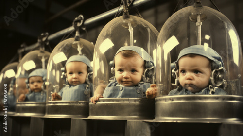 Industrial industry of making babies , eugenics illustration concept photo
