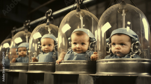 Industrial industry of making babies , eugenics illustration concept