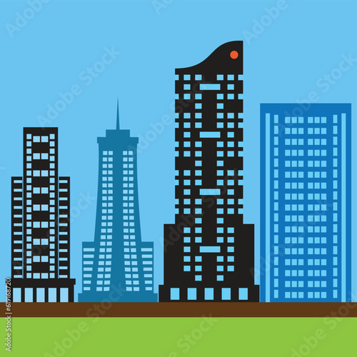 City or building vector art illustration. Flat design of city and building concept and simple design
