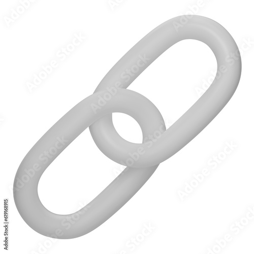 3d Realistic white Chain or link Icon isolated on white background. Two chain links icon, Attach, Lock symbol