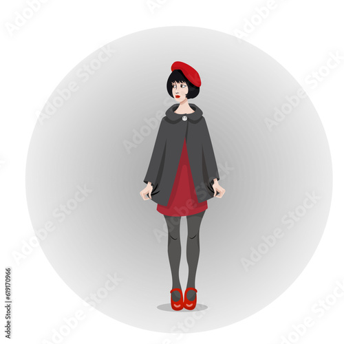Beautiful girl in beret and coat