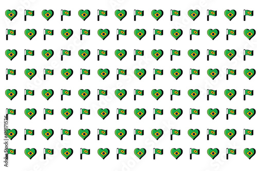 brazil flag with love seamless pattern design