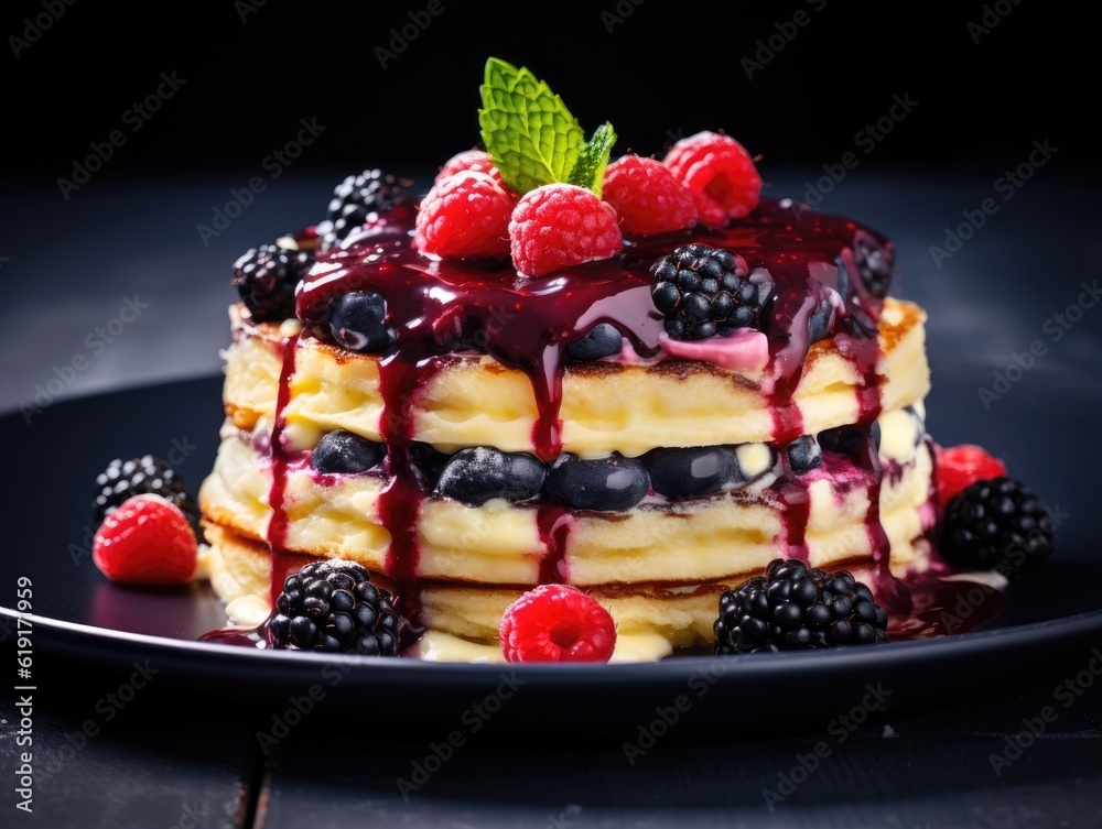 Pancakes on dark background (generative AI) Pancakes on dark background (generative AI)