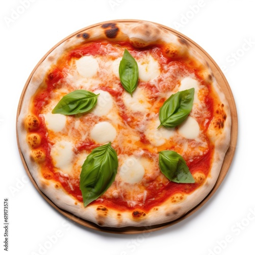 Pizza Margherita isolated on white (generative AI)