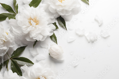 white background wedding beautiful spring floral flower nature celebration rose blossom. Generative AI.