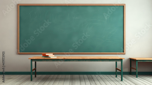 Empty classroom with green class board