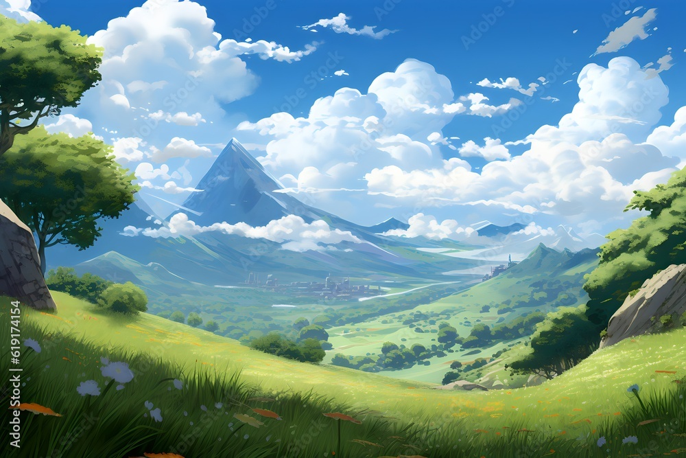 Obraz premium Mountains landscape with puffy clouds