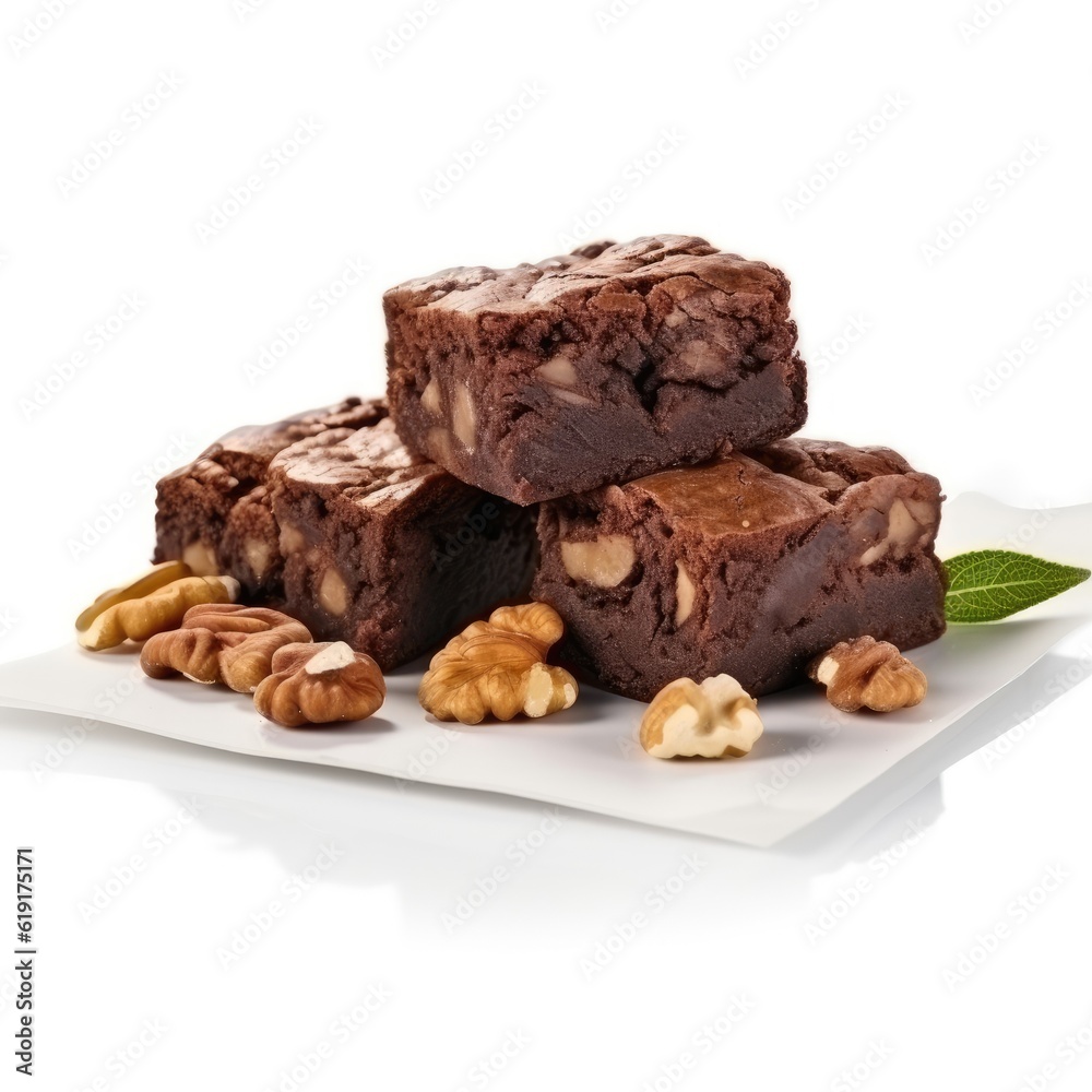Brownies isolated on white (generative AI)
