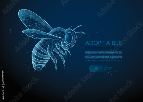 Digital Bee Low Poly Tech Abstract
