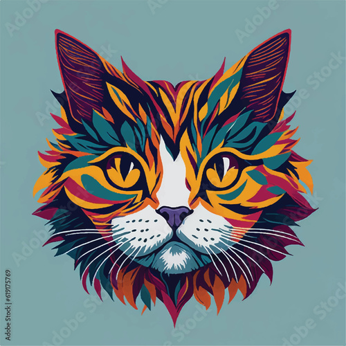 Fototapeta Naklejka Na Ścianę i Meble -  colorful cute cat face vector