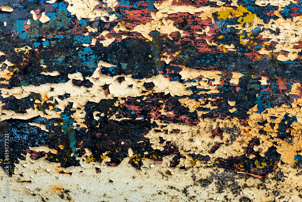 Texture of rusty metal. Metal background with corrosion and scratches. Gradient on metal texture