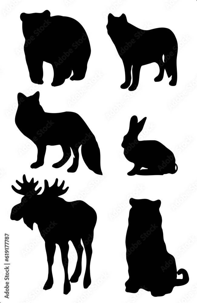 Illustration silhouettes of animals vector 