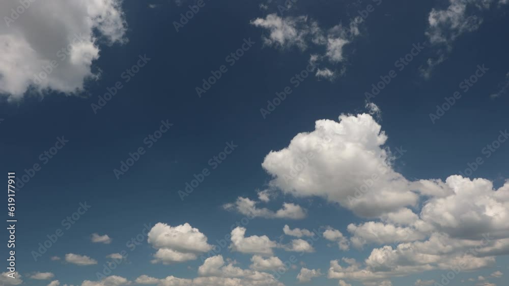 Blue sky clouds time lapse. Ideal for sky overlay replacement. 4K, 30 fps, h265