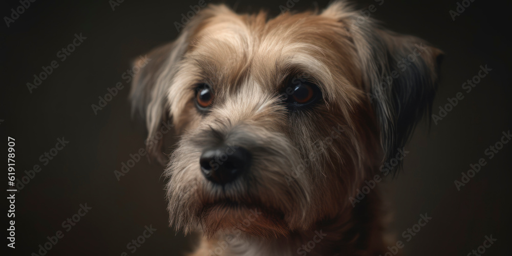 A studio portrait of a charming Dog that captures its beauty, with a light-colored background. AI Generated.