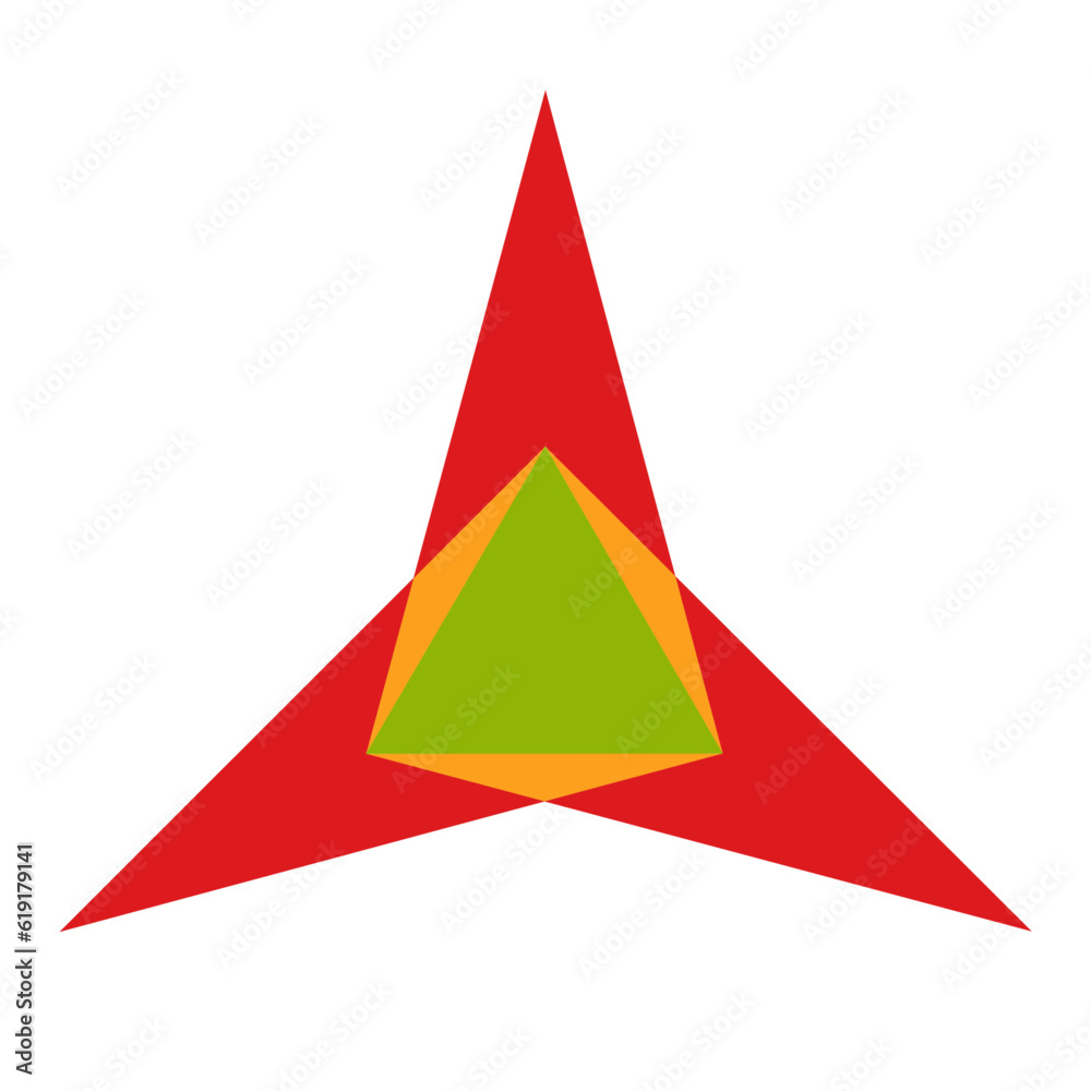 Geographically colored three-pointed figure Geographically colored three-pointed figure