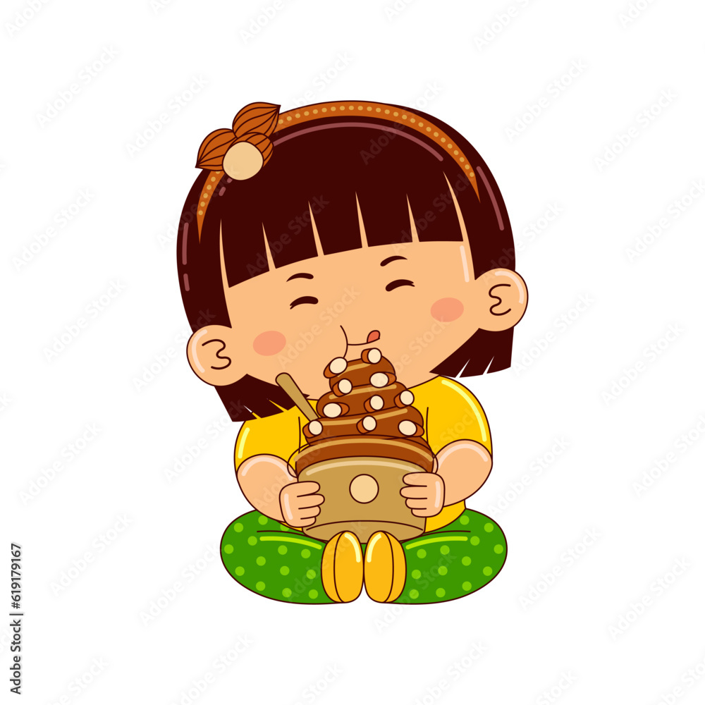 cute girl kids eating coffee almond ice cream cup cute girl kids eating coffee almond ice cream cup