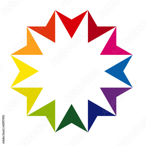 Geographically colored star and circle shape