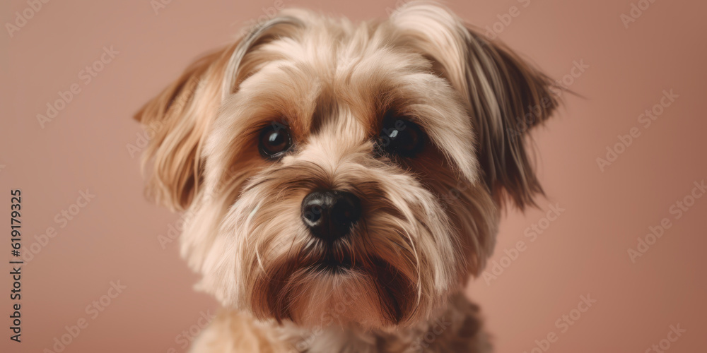 A studio portrait of a lovely Dog with a light-colored backdrop, perfect for Pet Photography. AI Generated.