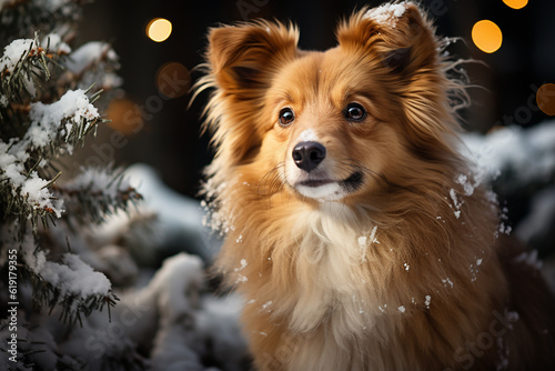 Christmas Background Cute Animal Ai generative © Agnieszka