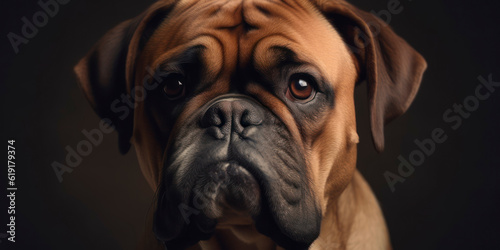 A studio portrait of a charming Dog that captures its beauty  with a light-colored background. AI Generated.