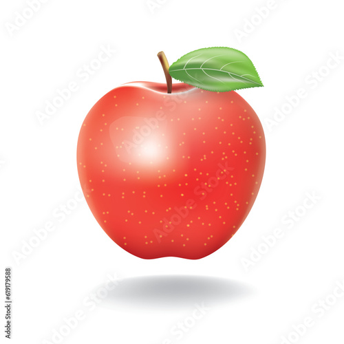 Apple Vector illustrator with apple leaf isolated on white background.