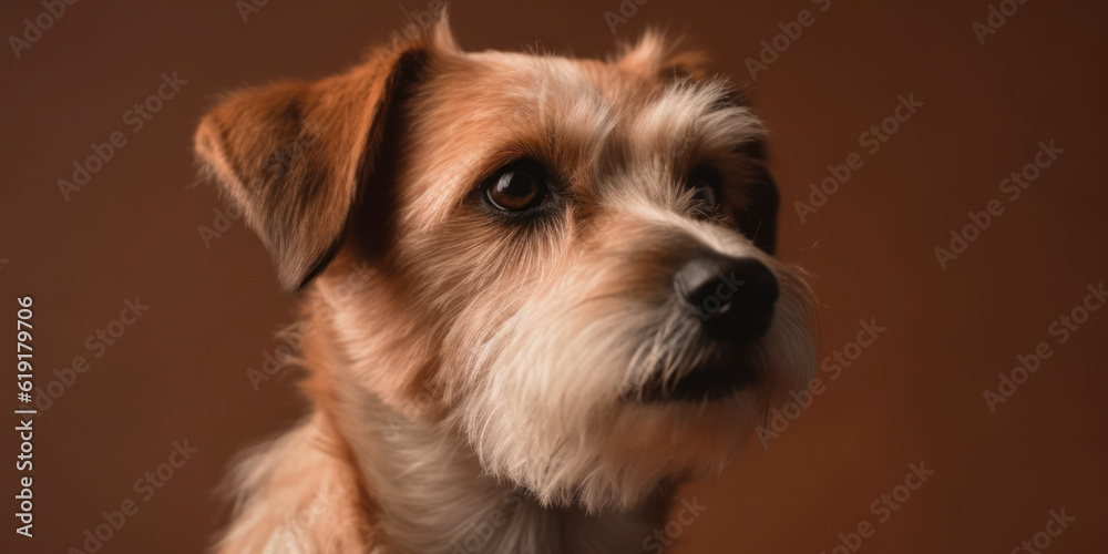 A studio portrait of a charming Dog that captures its beauty, with a light-colored background. AI Generated.