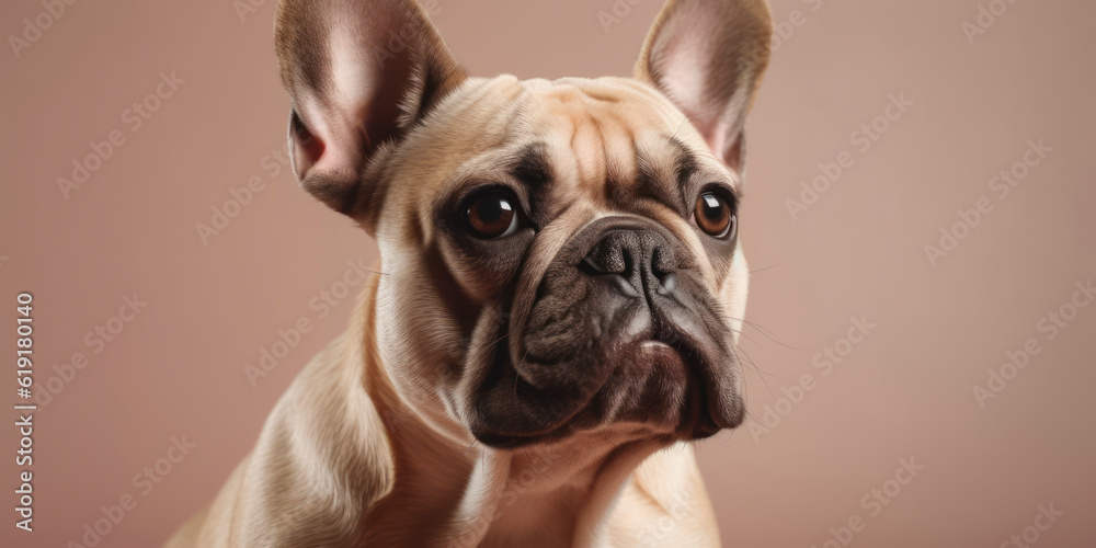 A charming Dog in a soft color background for a studio portrait. AI Generated.