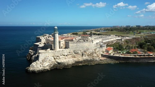 Aerial View: Faro del Castillo del Morro, Havana, Cuba