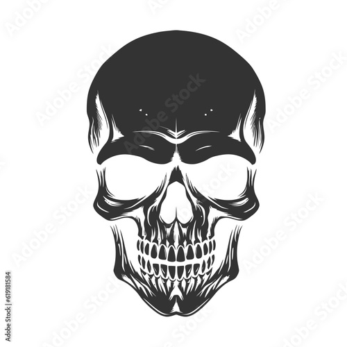 Monochrome skull icon. Vector illustration.