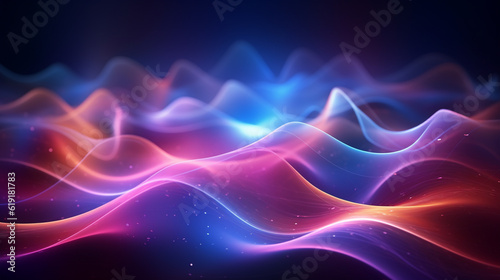 Abstract background with glowing lines and waves ai generarted photo