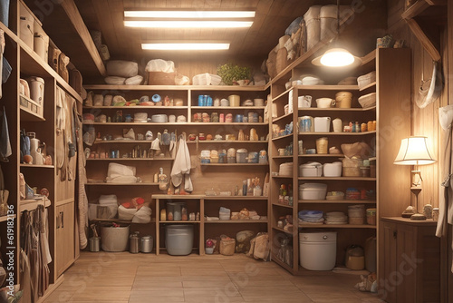 illustration of All your necessities stored, store room