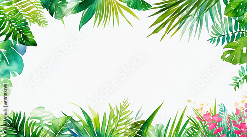 leaves frame, Tropics_watercolor