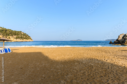 Fototapeta Naklejka Na Ścianę i Meble -  Empty beach in Cala San Vicente Ibiza Spain